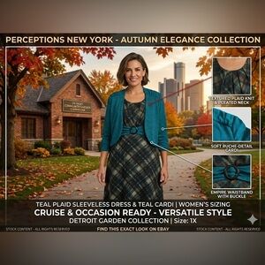 Perceptions of New York plaid retro jacket dress size 16